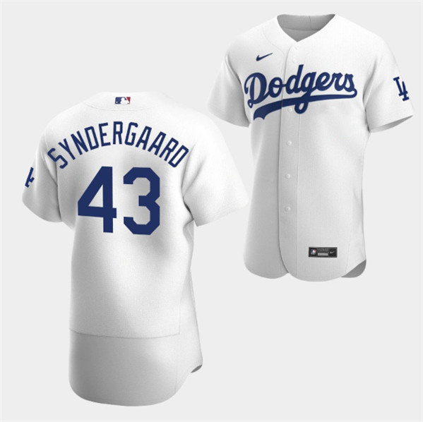 Men's Los Angeles Dodgers #43 Noah Syndergaard White Flex Base Stitched Baseball Jersey - Click Image to Close